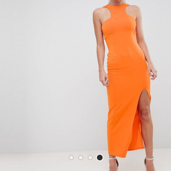 ASOS Dresses Asos Racer Back Scuba Maxi Dress With High Split
